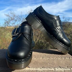 🏴󠁧󠁢󠁥󠁮󠁧󠁿 Vintage Dr. Martens MIE 8314 Platform Mono Black Monk Strap Loafers UK 6
